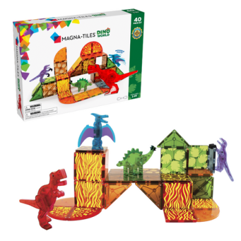 Klocki magnetyczne dla dzieci dinozaury 40 elementów kolorowe przezroczyste plastikowe. Magna-Tiles Klocki Magnetyczne Dino World Dinozaury 40 elementów 3+