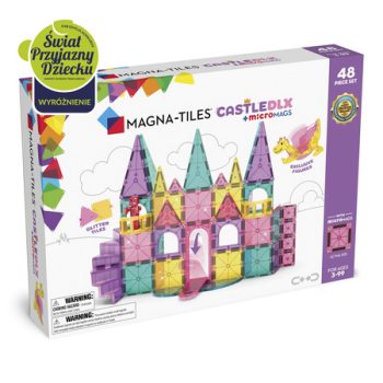 Klocki magnetyczne zamek 48 elementów kolorowe dla dzieci powyżej 3 lat. Magna-Tiles Klocki Magnetyczne Zamek DLX 48el