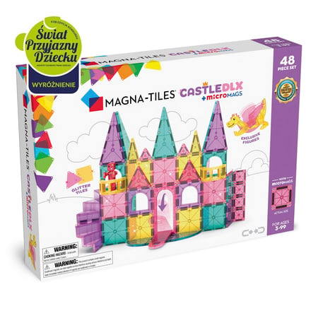 Klocki magnetyczne zamek 48 elementów kolorowe dla dzieci powyżej 3 lat. Magna-Tiles Klocki Magnetyczne Zamek DLX 48el