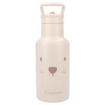 Beżowy bidon termiczny 350 ml z rysunkiem twarzy misia dla dziecka. Kidzroom Butelka bidon 350ml Beary Excited