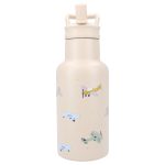 Termiczny bidon dziecięcy 350 ml kremowy z kolorowymi samolotami dla dziecka. Kidzroom Butelka bidon 350ml Small Aeroplane