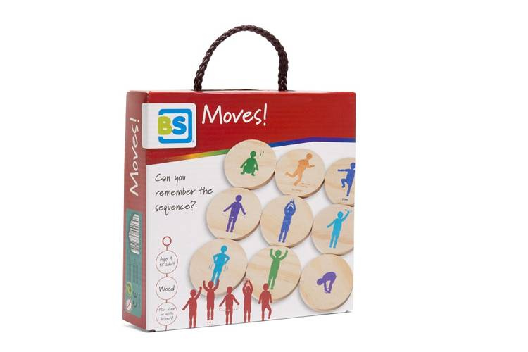 Gra memory z drewnianymi żetonami z kolorowymi sylwetkami postaci naśladujących ruch dla dzieci. BS Toys Gra Naśladuj Ruch