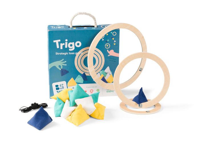 Gra zręcznościowa Trigo z drewnianymi obręczami i kolorowymi woreczkami do rzucania. BS Toys gra zręcznościowa Trigo
