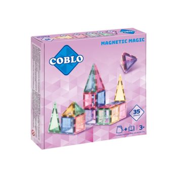 Magnetyczne klocki konstrukcyjne pastelowe 35 elementów dla dzieci powyżej 3 lat. Coblo magnetyczne klocki konstrukcyjne Pastel 35 elem