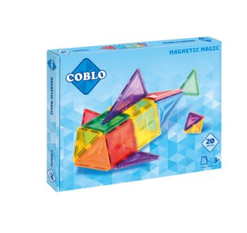 Zestaw 20 kolorowych magnetycznych klocków konstrukcyjnych dla dzieci powyżej 3 lat. Coblo magnetyczne klocki konstrukcyjne Basic 20 elem