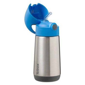 Bidon termiczny ze stali nierdzewnej niebieska nakrętka z ustnikiem 350 ml dla dziecka. b.box Bidon termiczny 350ml Blue Slate