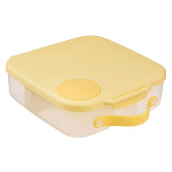 Żółta śniadaniówka plastikowa z uchwytem dla dziecka. b.box Lunchbox Lemon Twist
