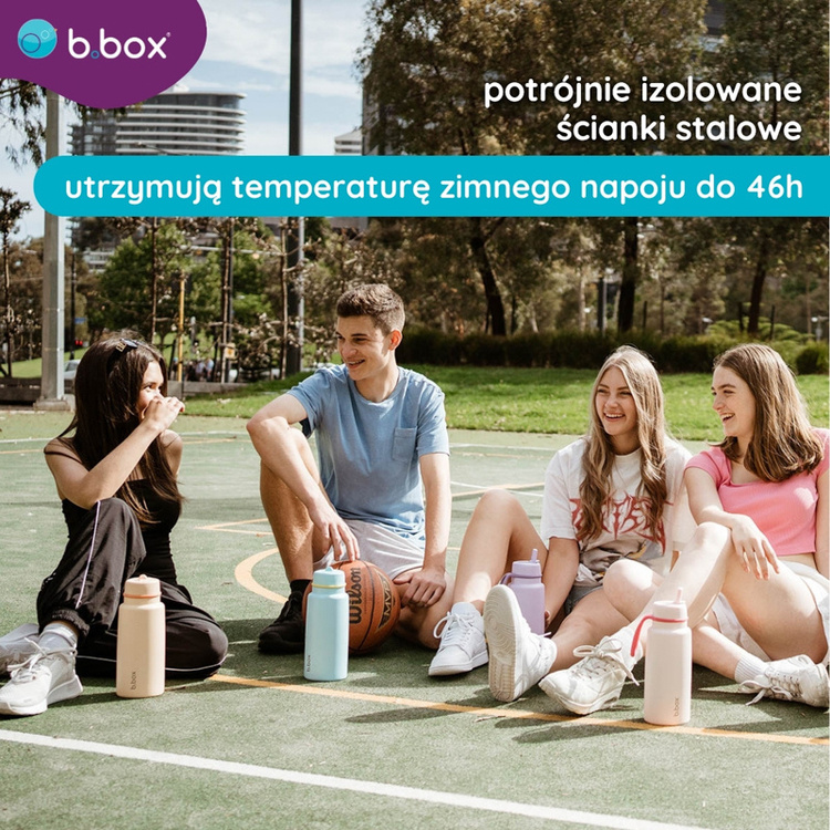 Butelka termiczna ze stali nierdzewnej 1l z składanym ustnikiem kolor liliowy dla dzieci i dorosłych. b.box Butelka termiczna ze składanym ustnikiem termos ze stali nierdzewnej 1l Lilac Love