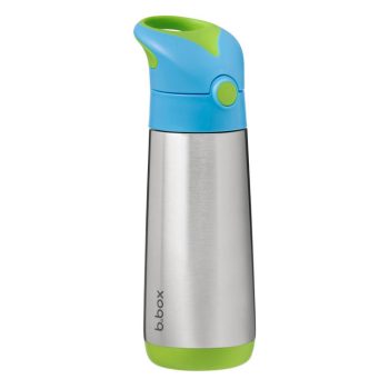 Bidon termiczny stalowy z niebieską i zieloną nakrętką pojemność 500 ml dla dziecka. b.box Bidon termiczny 500ml Ocean Breeze