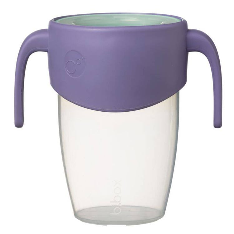 Kubek niekapek do nauki picia z uchwytami fioletowy przezroczysty dla dziecka. b.box Kubek 360 do nauki picia lilac pop