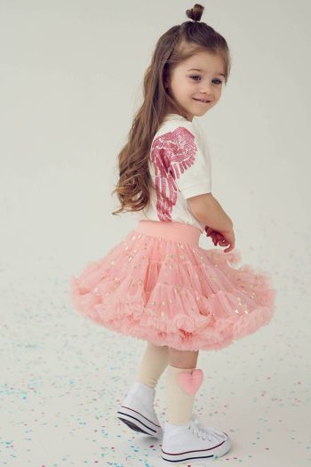 Różowa tiulowa spódniczka z gwiazdkami dla dziewczynki. Fig&Pear Spódniczka tiulowa Blush Pink z gwiazdkami