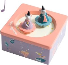 Drewniana pozytywka z figurkami wróżek na różowo-fioletowej podstawie dla dziecka. Moulin Roty Pozytywka drewniana Dawno dawno temu…