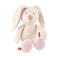 Pluszowy króliczek w jasnoróżowym kolorze z bawełny dla niemowlaka 28 cm. sigikid Pierwsza przytulanka bawełniana Króliczek Natural Friends 28cm