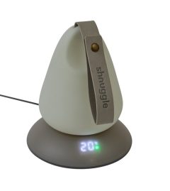 Lampka nocna biała z wyświetlaczem temperatury i szarą podstawą dla dziecka. Shnuggle Lampka Nocna Moonlight Plus z Wyświetlaczem Temperatury