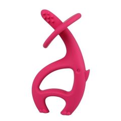 Ciemnoróżowy gryzak w kształcie słonika dla niemowlaka. Mombella Gryzak Słonik Dancing Elephant Dark Pink