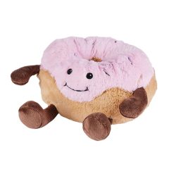 Pluszowy mini pączek z różowym lukrem i brązowymi nóżkami dla dziecka. Warmies Mini Doughnut Mini pączek