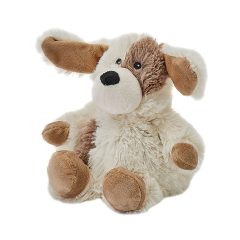 Pluszowy piesek szczeniak biały z brązowymi łatami i uszami dla dziecka. Warmies Mini Puppy Mini Szczeniak