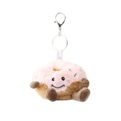 Pluszowy breloczek zawieszka różowy pączek z posypką dla dziecka. Warmies Pink Doughnut Bag Charms Zawieszka z pączkiem