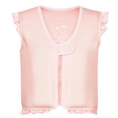 Różowa kamizelka do pływania dla dziecka z falbankami na ramionach i dole. Vanilla Copenhagen Kamizelka do pływania Neo English Rose 3-6L