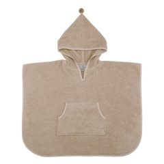 Beżowe ponczo kąpielowe z kapturem i kieszenią dla dziecka. Vanilla Copenhagen Ponczo kąpielowe okrycie z kapturem Oak Beige