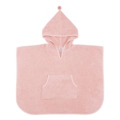 Różowe ponczo kąpielowe z kapturem i kieszenią dla dziecka. Vanilla Copenhagen Ponczo kąpielowe okrycie z kapturem English Rose