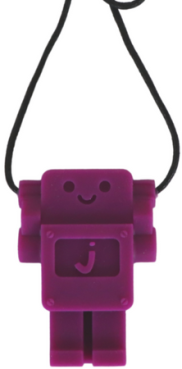 Fioletowy naszyjnik z zawieszką w kształcie robota dla dziewczynki gryzak terapeutyczny antystresowy. Jellystone Gryzak terapeutyczny antystresowy naszyjnik robot Purple Grape