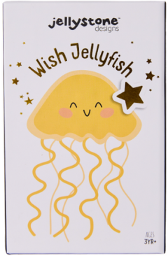Żółta sensoryczna meduza szeptuszka snów gniotek wyciszający dla dziecka przed snem. Jellystone Wish Jellyfish sensoryczna meduza szeptuszka snów gniotek wyciszający rytuał przed snem żółta