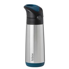 Bidon termiczny ze stali nierdzewnej srebrny z czarną i granatową nakrętką 500 ml dla dziecka. b.box Bidon termiczny 500ml Night Vision