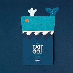 Tatuaże dla dzieci z motywem niebieskiego wieloryba na ciemnoniebieskim tle. Londji Tatuaże dla dzieci Blue