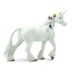 Biały jednorożec figurka z kolorowymi kwiatami na grzywie. Safari Ltd Jednorożec Biały Koń Figurka