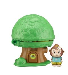 Zielone drzewo z brązowym pniem i mała figurka małpki dla dziecka. Vulli Klorofil Mini Magiczne Drzewo