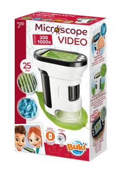 Mikroskop video biały z powiększeniem 200x-1000x do obserwacji naukowych dla dzieci powyżej 7 lat. Buki Mikroskop video powiększenie 200x-1000x