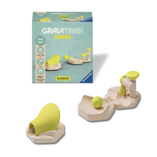 Elementy toru kulkowego w jasnych kolorach dla dzieci do rozbudowy zestawu GraviTrax Junior. GraviTrax Junior Dodatek do Toru Kulkowego Skoczek Jump 5el 5 szt