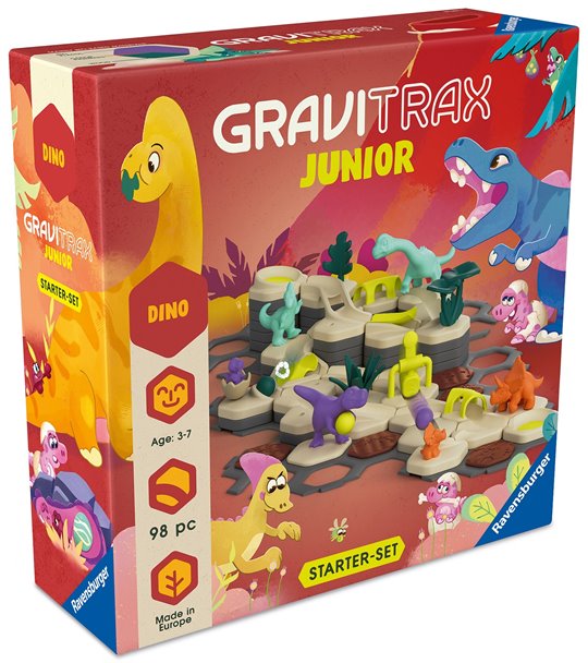 Zestaw startowy kulodrom dla dzieci z elementami dinozaurów 98 sztuk. GraviTrax Junior Zestaw Startowy z Dinozaurami L Dino 98el 98 szt