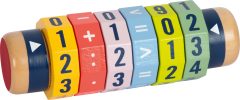 Drewniany kalkulator obrotowy z cyframi i znakami matematycznymi dla dzieci edukacja liczenie. Small Foot Kalkulator obrotowy Educate
