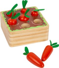 Drewniana gra zręcznościowa do dopasowywania kształtów marchewki dla dzieci. Small Foot Gra dopasowanie kształtów Marchewki
