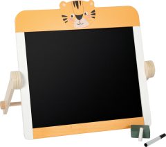 Dwustronna tablica do rysowania kredowa i magnetyczna z drewnianą ramą i motywem kota dla dzieci. Small Foot Tablica dwustronna kredowa i magnetyczna