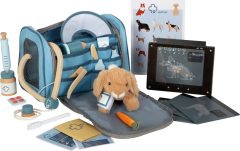 Torba weterynarza z miękkim króliczkiem i akcesoriami medycznymi dla dzieci. Small Foot Torba weterynarza z królikiem i akcesoriami