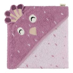 Ręcznik kąpielowy dla dziecka fioletowy z kapturem w kształcie głowy ptaka z koroną 75x75 cm. Trixie Ręcznik Kąpielowy z Kapturem 75x75cm Paw Baby