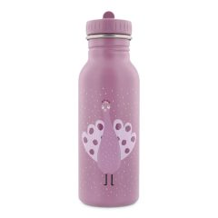 Różowy bidon 500ml z grafiką pawia dla dziecka. Trixie Butelka bidon 500ml Paw Baby