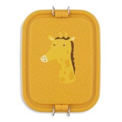 Mały stalowy lunch box w kolorze żółtym z nadrukiem żyrafy dla dziecka. Trixie Mały stalowy lunch box Żyrafa Baby