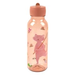 Przezroczysta różowa butelka tritanowa 500 ml z nadrukiem kota dla dziecka. Trixie Butelka tritanowa 500ml Mały Odkrywca Kot Baby