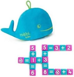 Niebieski pluszowy wieloryb z elementami do nauki liczenia dla dzieci. Mobi Games Mobi Kids Gra Matematyczna