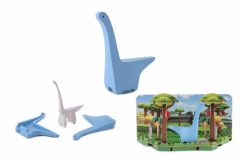 Magnetyczna składana figurka diplodoka w kolorze niebieskim z dioramą lasu dla dziecka. HalfToys Magnetyczny Składany Diplodok z Dioramą