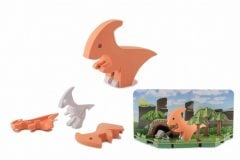 Magnetyczny składany model dinozaura parazaurolofa pomarańczowy z dioramą z motywem prehistorycznym dla dzieci. HalfToys Magnetyczny Składany Parazaurolof z Dioramą