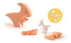 Magnetyczna składana figurka dinozaura parazaurolofa pomarańczowa z elementami i książeczką dla dzieci. HalfToys Magnetyczny Składany Parazaurolof z Książeczką