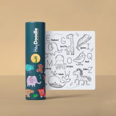 Mata silikonowa do malowania A4 z czarno-białymi konturami zwierząt dla dzieci. HeyDoodle Mata Silikonowa do Kolorowania A4 Zwierzęta