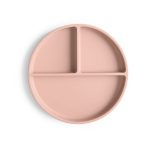 Silikonowy talerzyk dzielony dla dziecka w kolorze blush. Mushie Silikonowy Talerzyk Dzielony dla Dziecka Blush