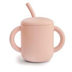 Kubek ze słomką silikonowy różowy dla dziecka 175 ml. Mushie Kubek ze słomką 175ml Blush 175 ml
