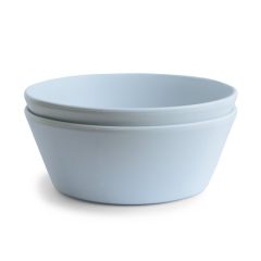 Dwie okrągłe miseczki dla dzieci w kolorze jasnoniebieskim. Mushie Miseczki dla dzieci okrągłe 2-pak Powder Blue